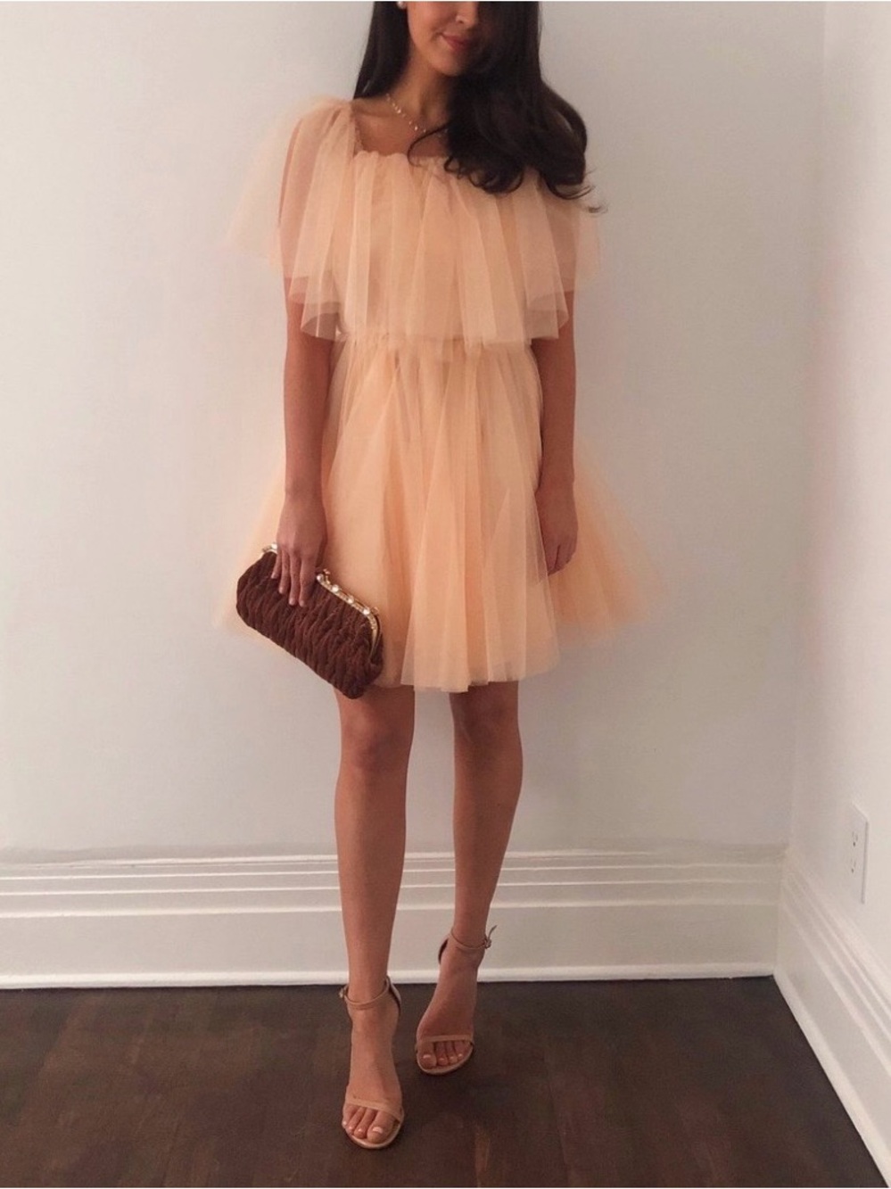 Maje Rossini Off-the-shoulder
Layered Tulle Mini Dress Peach Size
1/S